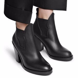 Acne Studios Black Leather Pull-On Ankle Boots Size 35